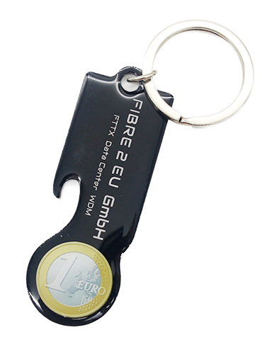 Offset Printing Bottle Opener Custom Trolley Coin Keychain with Logo